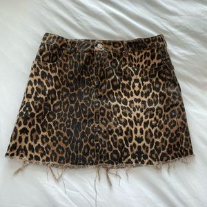 Vestique Cheetah Print Denim Skirt - Size L